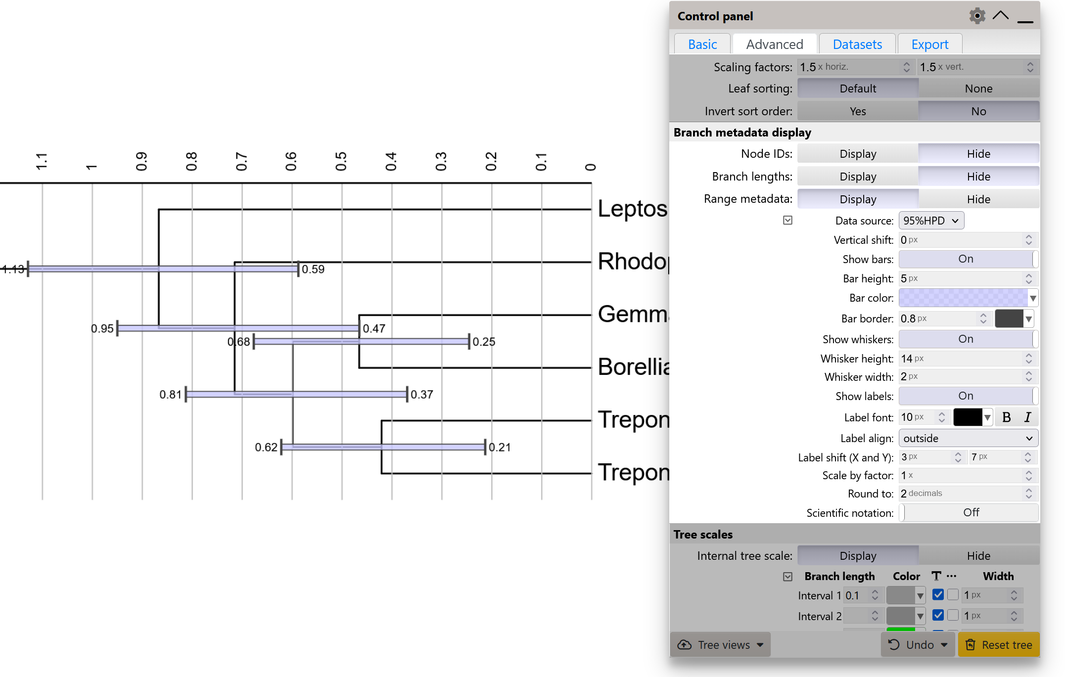 Displaying range metadata as bars